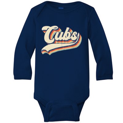 Cubs Sports Name Vintage Retro Gift Baby Long Sleeve Bodysuit