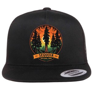 Cute Sequoia National Park Giant Tree Graphic Flat Bill Trucker Hat