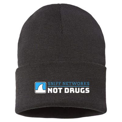Cybersecurity Sniff Networks Not Drugs Hacker Sustainable Knit Beanie