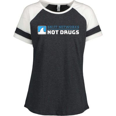 Cybersecurity Sniff Networks Not Drugs Hacker Enza Ladies Jersey Colorblock Tee