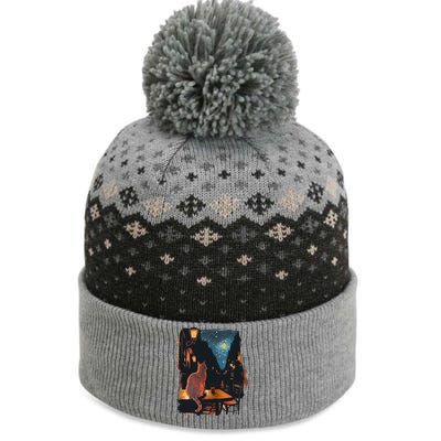 Cat Starry Night Van Gogh Art Style Coffee Shop The Baniff Cuffed Pom Beanie