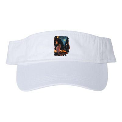 Cat Starry Night Van Gogh Art Style Coffee Shop Valucap Bio-Washed Visor