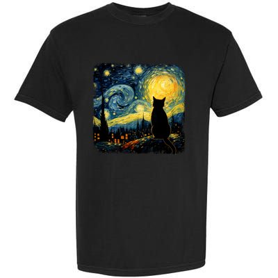 Cat Starry Night Van Gogh Cat For Cat Lover Cat Mom Cat Dad Garment-Dyed Heavyweight T-Shirt