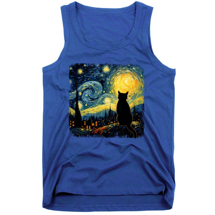 Cat Starry Night Van Gogh Cat For Cat Lover Cat Mom Cat Dad Tank Top