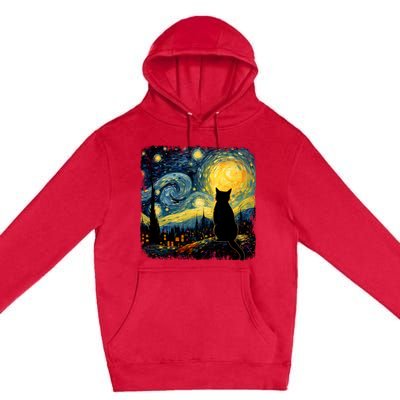 Cat Starry Night Van Gogh Cat For Cat Lover Cat Mom Cat Dad Premium Pullover Hoodie