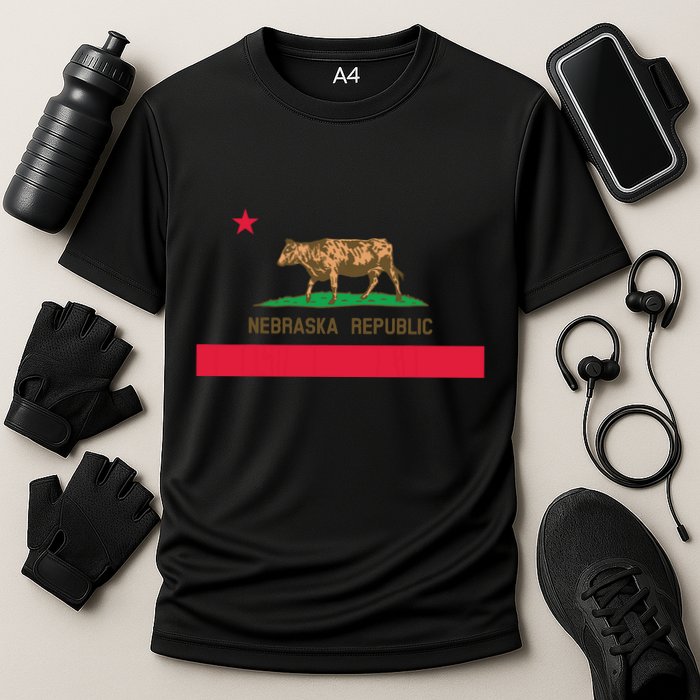 California Style Nebraska State Flag Cooling Performance Crew T-Shirt