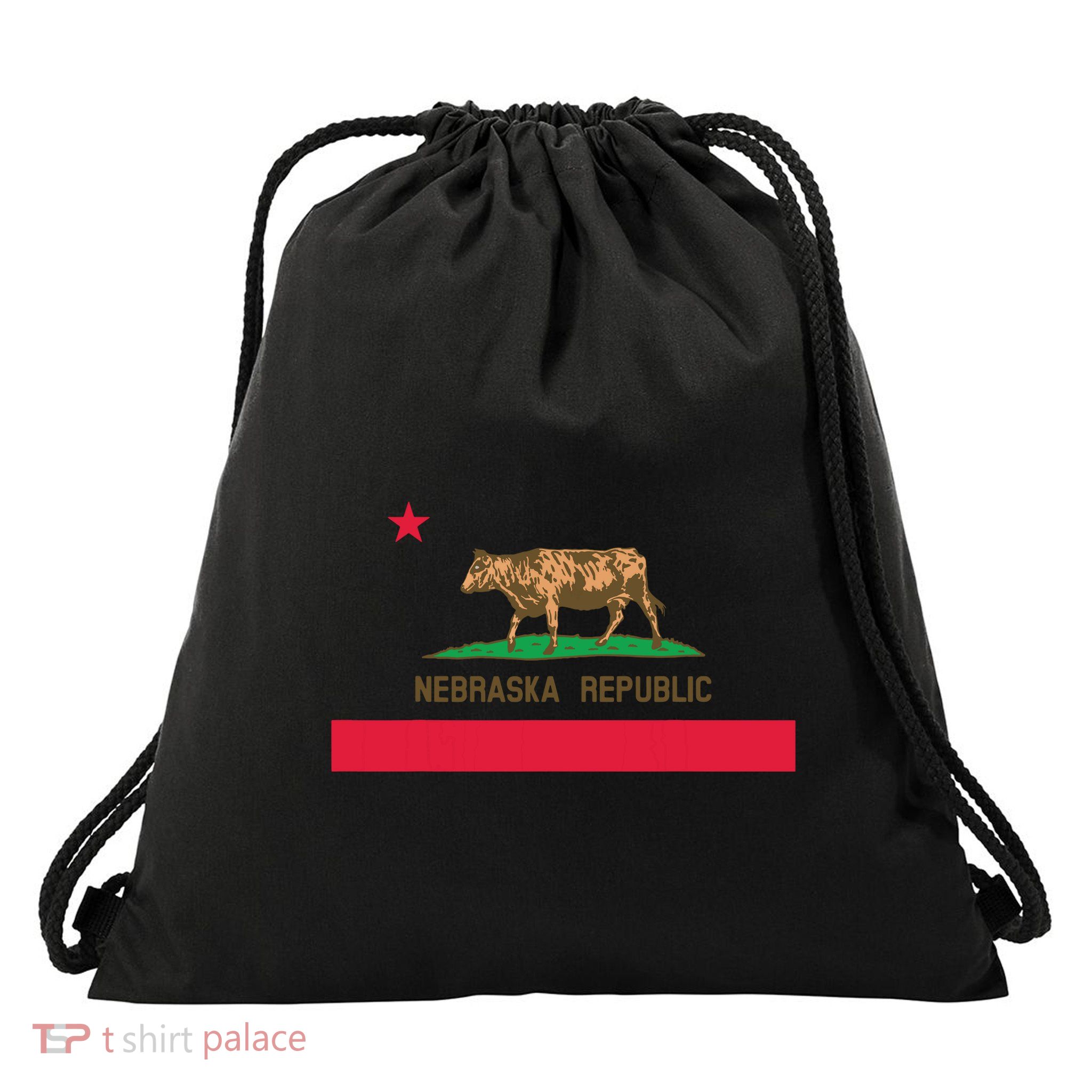 California Style Nebraska State Flag Drawstring Bag