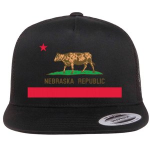 California Style Nebraska State Flag Flat Bill Trucker Hat