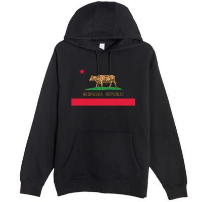 California Style Nebraska State Flag Premium Pullover Hoodie