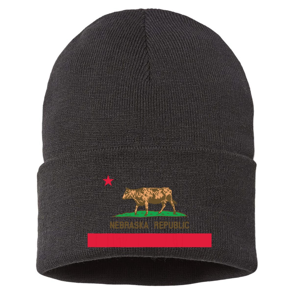 California Style Nebraska State Flag Sustainable Knit Beanie