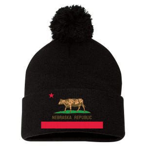 California Style Nebraska State Flag Pom Pom 12in Knit Beanie