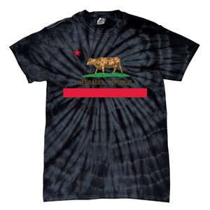 California Style Nebraska State Flag Tie-Dye T-Shirt