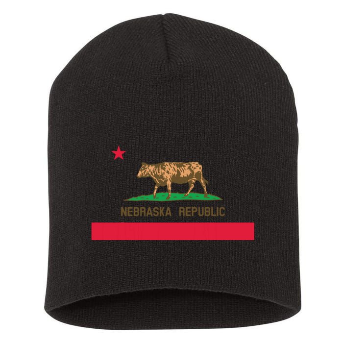 California Style Nebraska State Flag Short Acrylic Beanie