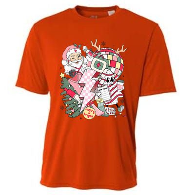 Christmas Santa Nurse Disco Ball Rn Cna Icu Med Surg Picu Cooling Performance Crew T-Shirt