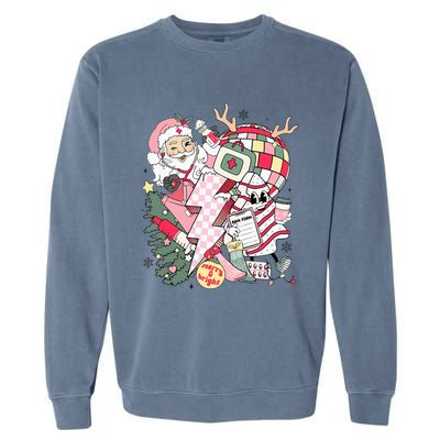 Christmas Santa Nurse Disco Ball Rn Cna Icu Med Surg Picu Garment-Dyed Sweatshirt