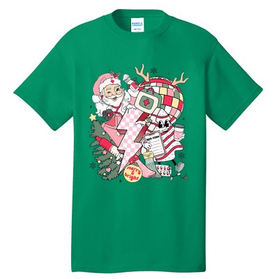 Christmas Santa Nurse Disco Ball Rn Cna Icu Med Surg Picu Tall T-Shirt