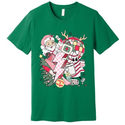 Christmas Santa Nurse Disco Ball Rn Cna Icu Med Surg Picu Premium T-Shirt