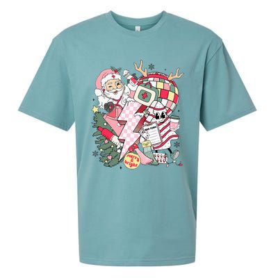 Christmas Santa Nurse Disco Ball Rn Cna Icu Med Surg Picu Sueded Cloud Jersey T-Shirt