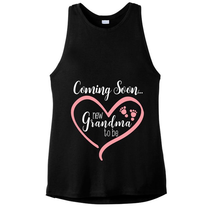 Coming Soon New Grandma To Be Gift Ladies PosiCharge Tri-Blend Wicking Tank