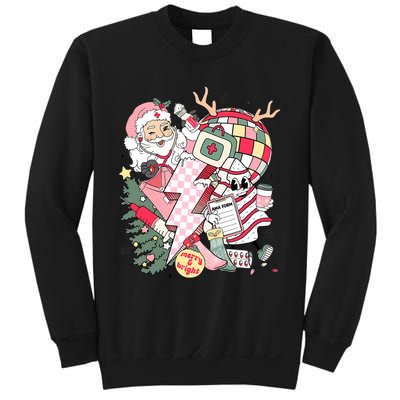 Christmas Santa Nurse Disco Ball Rn Cna Icu Med Surg Picu Sweatshirt