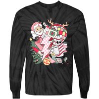 Christmas Santa Nurse Disco Ball Rn Cna Icu Med Surg Picu Tie-Dye Long Sleeve Shirt