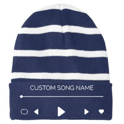 Custom Song Name Striped Beanie with Solid Band