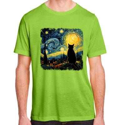 Cat Starry Night Van Gogh Cat For Cat Lover Cat Mom Cat Dad Adult ChromaSoft Performance T-Shirt