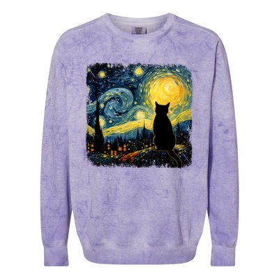 Cat Starry Night Van Gogh Cat For Cat Lover Cat Mom Cat Dad Colorblast Crewneck Sweatshirt