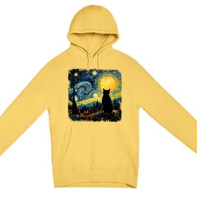 Cat Starry Night Van Gogh Cat For Cat Lover Cat Mom Cat Dad Premium Pullover Hoodie