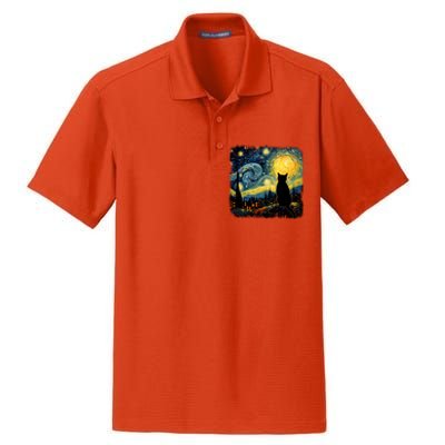 Cat Starry Night Van Gogh Cat For Cat Lover Cat Mom Cat Dad Dry Zone Grid Polo