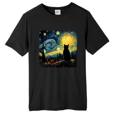 Cat Starry Night Van Gogh Cat For Cat Lover Cat Mom Cat Dad Tall Fusion ChromaSoft Performance T-Shirt