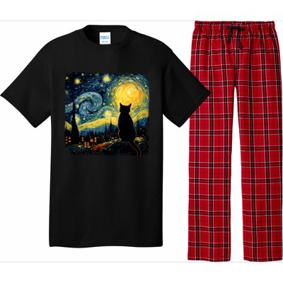 Cat Starry Night Van Gogh Cat For Cat Lover Cat Mom Cat Dad Pajama Set