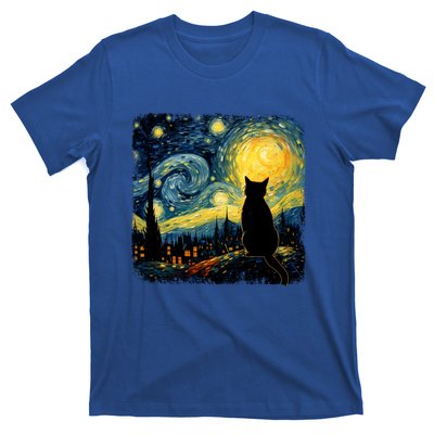 Cat Starry Night Van Gogh Cat For Cat Lover Cat Mom Cat Dad T-Shirt