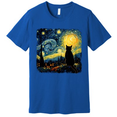 Cat Starry Night Van Gogh Cat For Cat Lover Cat Mom Cat Dad Premium T-Shirt