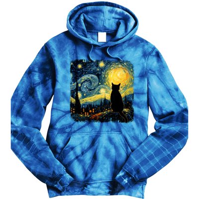 Cat Starry Night Van Gogh Cat For Cat Lover Cat Mom Cat Dad Tie Dye Hoodie