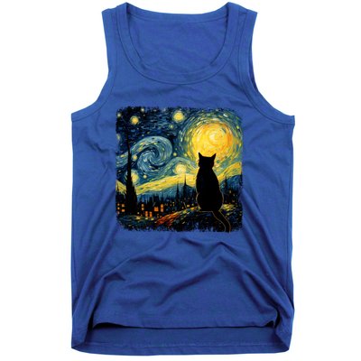 Cat Starry Night Van Gogh Cat For Cat Lover Cat Mom Cat Dad Tank Top