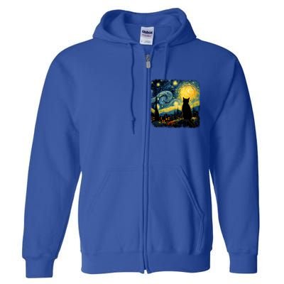 Cat Starry Night Van Gogh Cat For Cat Lover Cat Mom Cat Dad Full Zip Hoodie