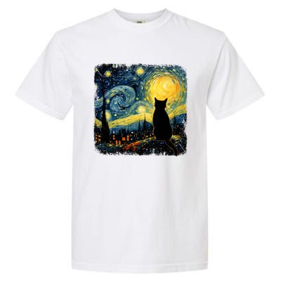 Cat Starry Night Van Gogh Cat For Cat Lover Cat Mom Cat Dad Garment-Dyed Heavyweight T-Shirt