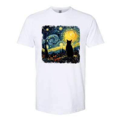 Cat Starry Night Van Gogh Cat For Cat Lover Cat Mom Cat Dad Softstyle CVC T-Shirt