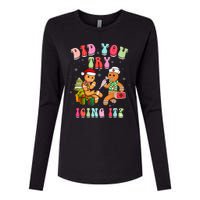 Christmas School Nurse Xmas Did You Try Icing It Gingerbread Womens Cotton Relaxed Long Sleeve T-Shirt