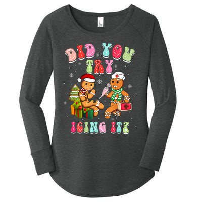 Christmas School Nurse Xmas Did You Try Icing It Gingerbread Women's Perfect Tri Tunic Long Sleeve Shirt