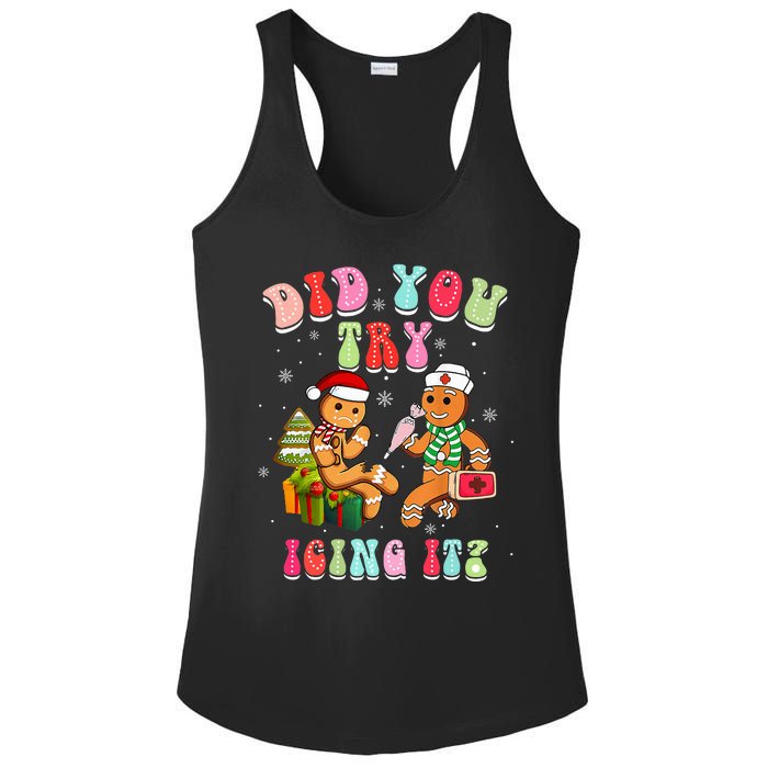 Christmas School Nurse Xmas Did You Try Icing It Gingerbread Ladies PosiCharge Competitor Racerback Tank