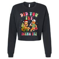 Christmas School Nurse Xmas Did You Try Icing It Gingerbread Cropped Pullover Crew