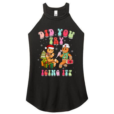 Christmas School Nurse Xmas Did You Try Icing It Gingerbread Women's Perfect Tri Rocker Tank