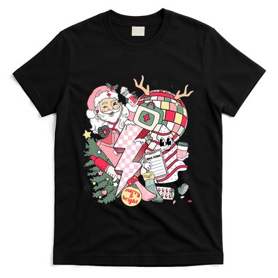 Christmas Santa Nurse Disco Ball Rn Cna Icu Med Surg Picu T-Shirt