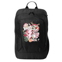 Christmas Santa Nurse Disco Ball Rn Cna Icu Med Surg Picu City Backpack