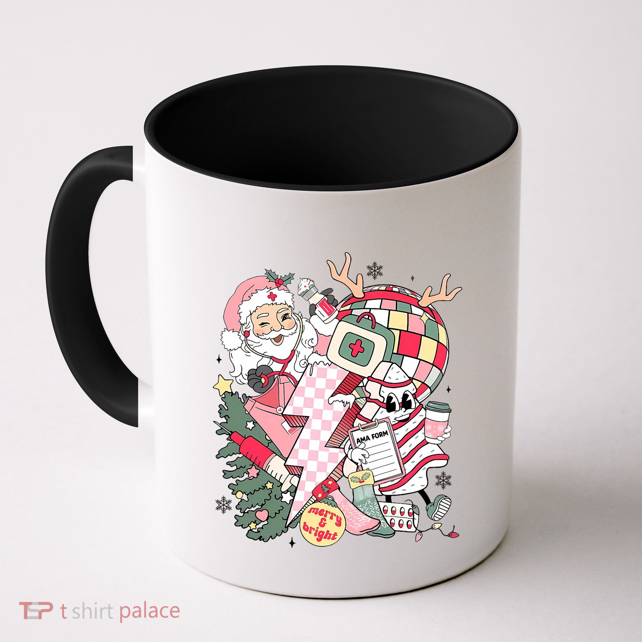 Christmas Santa Nurse Disco Ball Rn Cna Icu Med Surg Picu Mug