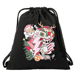 Christmas Santa Nurse Disco Ball Rn Cna Icu Med Surg Picu Drawstring Bag