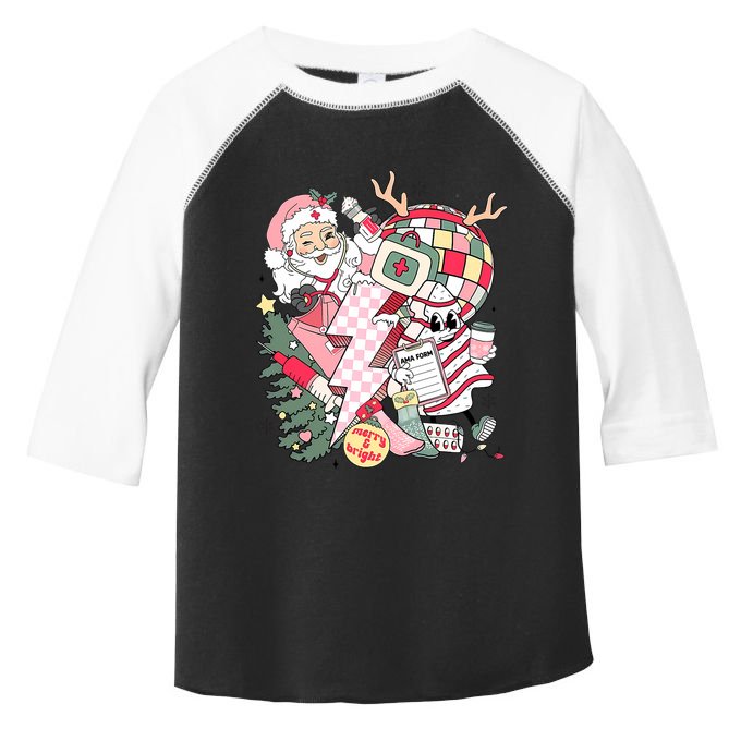 Christmas Santa Nurse Disco Ball Rn Cna Icu Med Surg Picu Toddler Fine Jersey T-Shirt