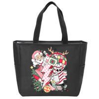 Christmas Santa Nurse Disco Ball Rn Cna Icu Med Surg Picu Zip Tote Bag